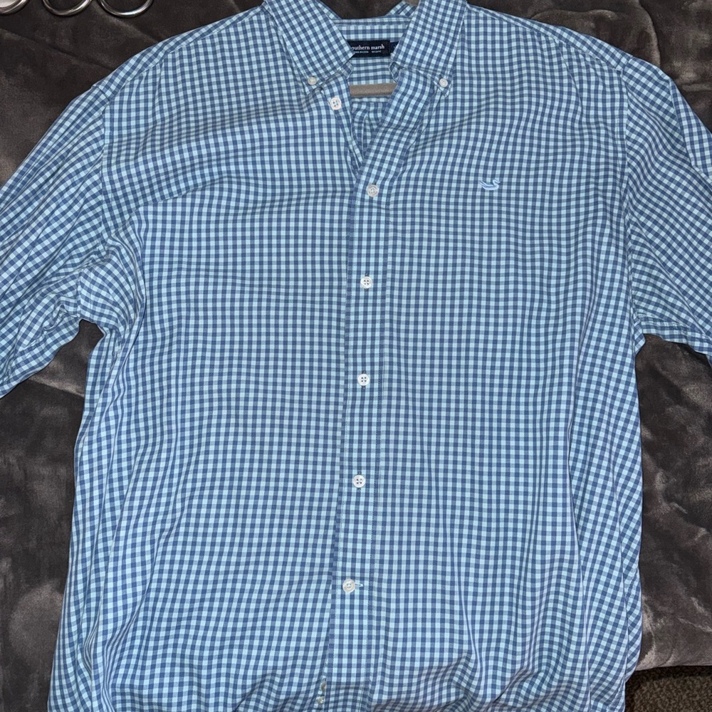 Southern Marsh Men's Blue Gingham Shirt